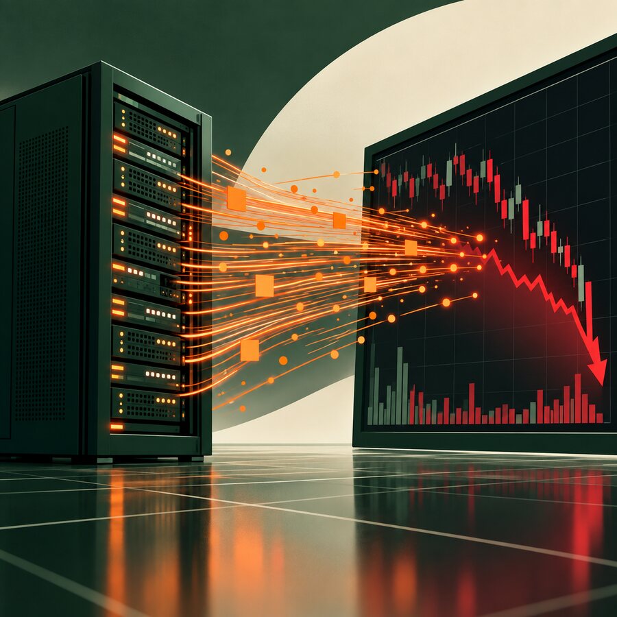 A faulty server sends a flood of stock orders into a market.